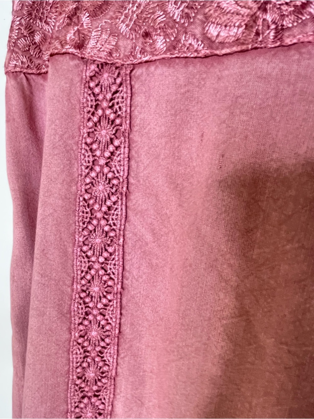 Bohemian | Devi Wide Leg Embroidered Palazzo Pants | Mauve Pink Lace-Trim Corset - Picture 6 of 16